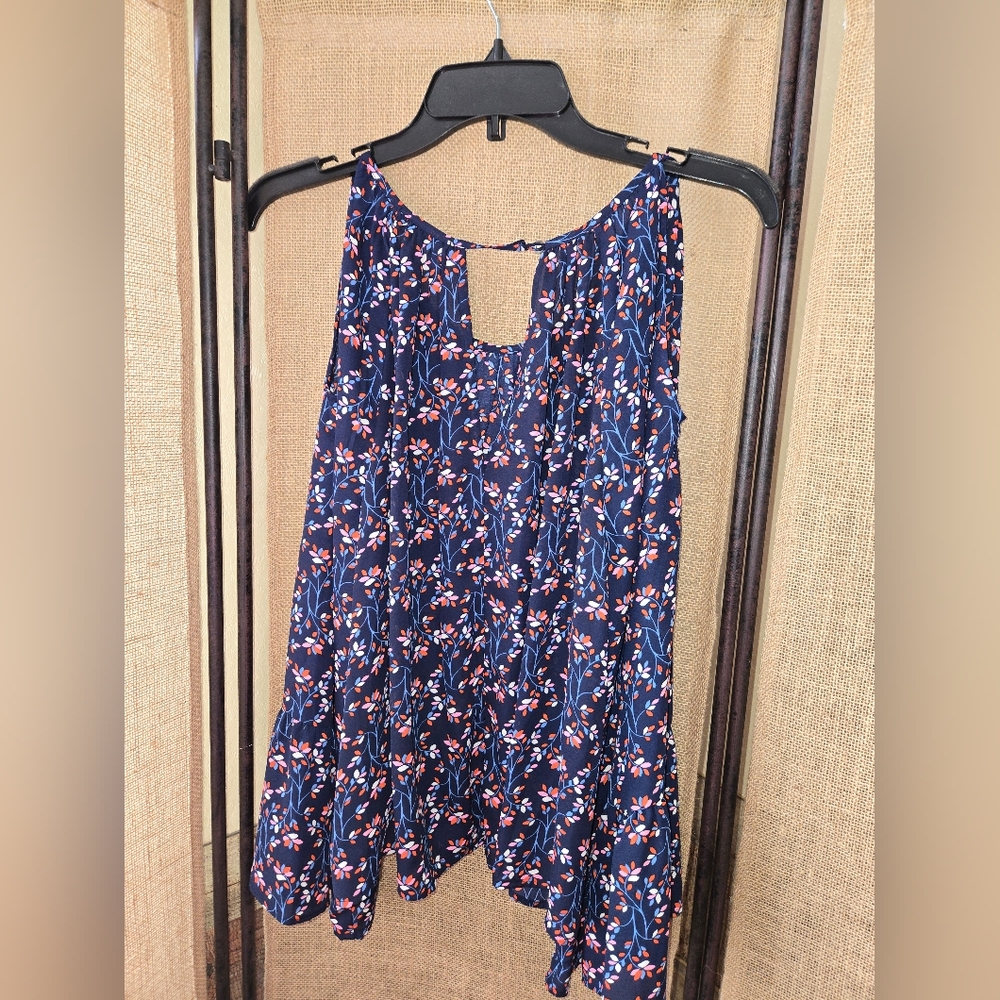 Women's Copper Key Blue Floral Open Shoulder Bell Sleeve Blouse Size Large - Picture 11 of 11